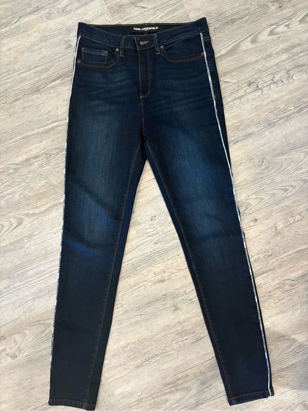 Karl Lagerfeld Navy Skinny Jeans with White Side Stripe